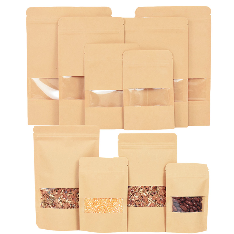 Food Snacks For School - 20/50pcs Kraft Paper Zip Lock Bags