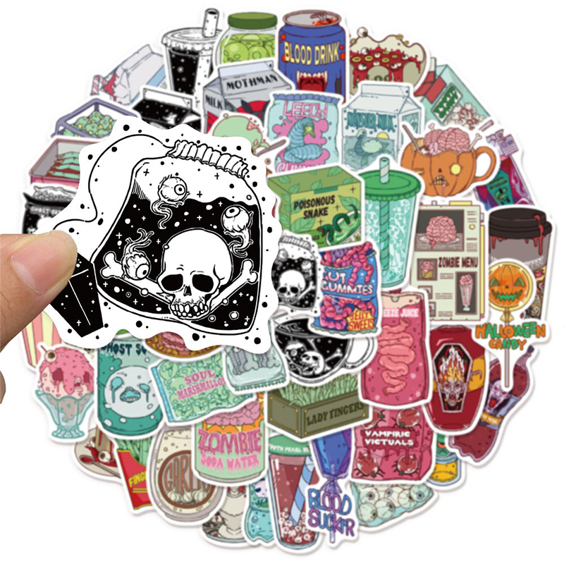 Zombie Snacks - 50PCS Waterproof Vinyl Zombie Food Stickers
